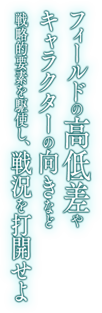 フィールドの高低差やキャラクターの向きなど戦略的要素を駆使し、戦況を打開せよ